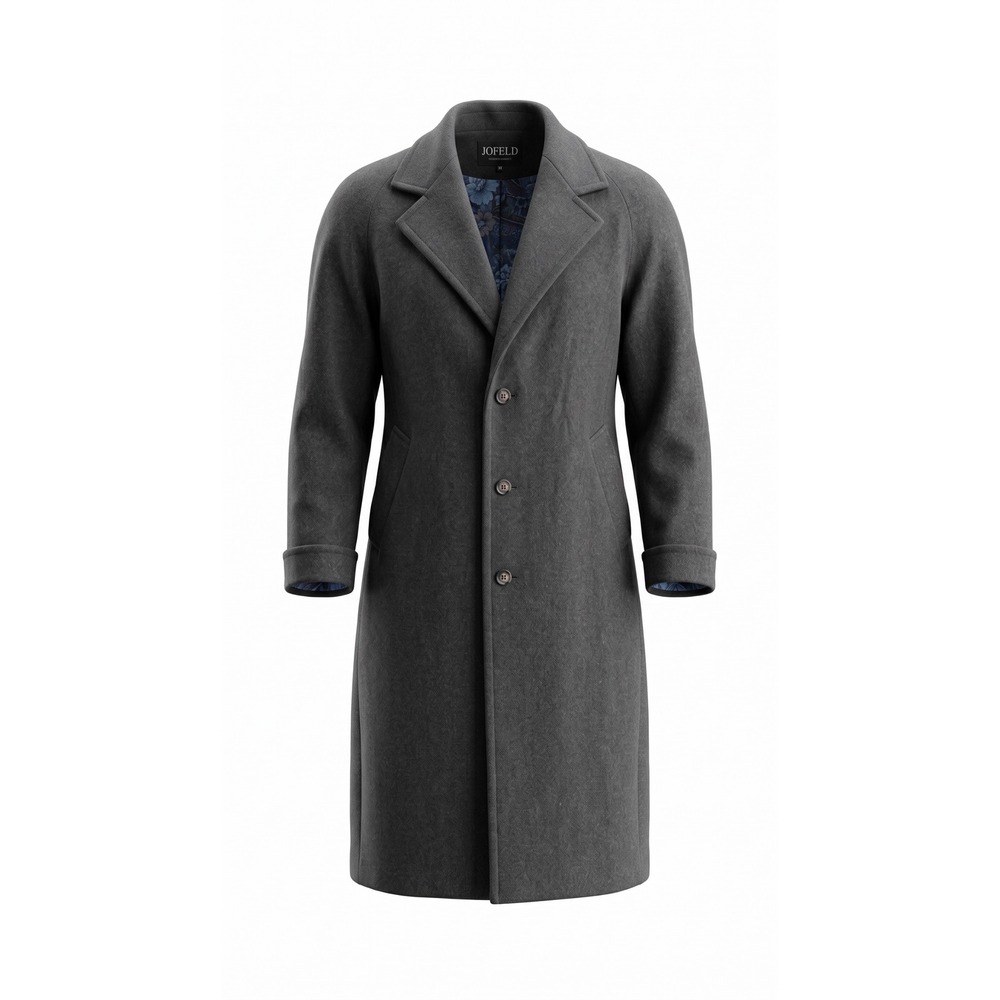 Jofeld Forstmann Wool Blend Overcoat Gray Floral Lining Crest Buttons Size 10